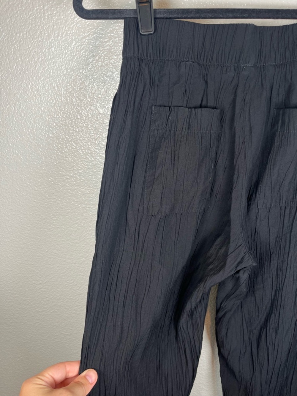 Zara Black Crinkled Elastic Waist Pull-On Pants Women’s SM - Picture 7 of 10